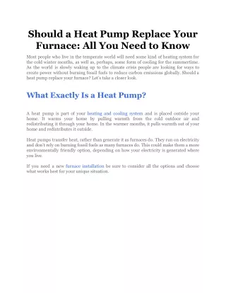 should a heat pump replace your furnace