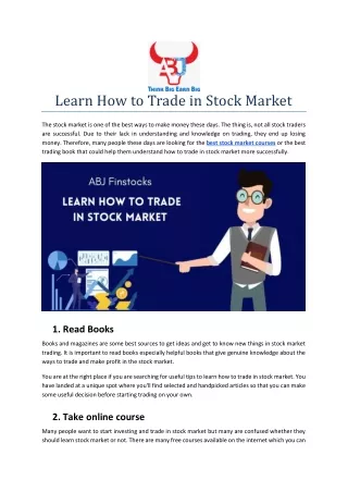 learn how to trade in stock market