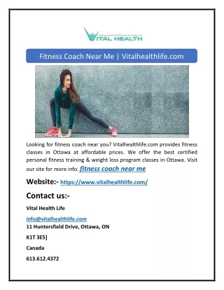 Fitness Coach Near Me | Vitalhealthlife.com