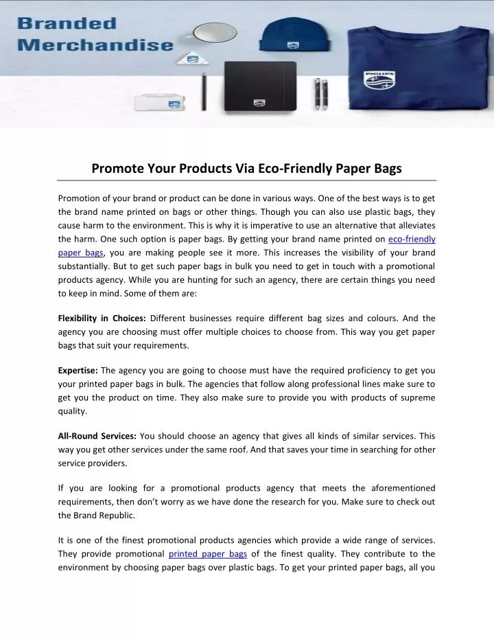 promote your products via eco friendly paper bags
