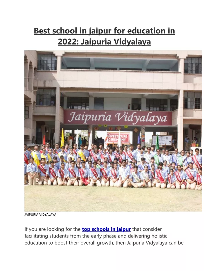 best school in jaipur for education in 2022