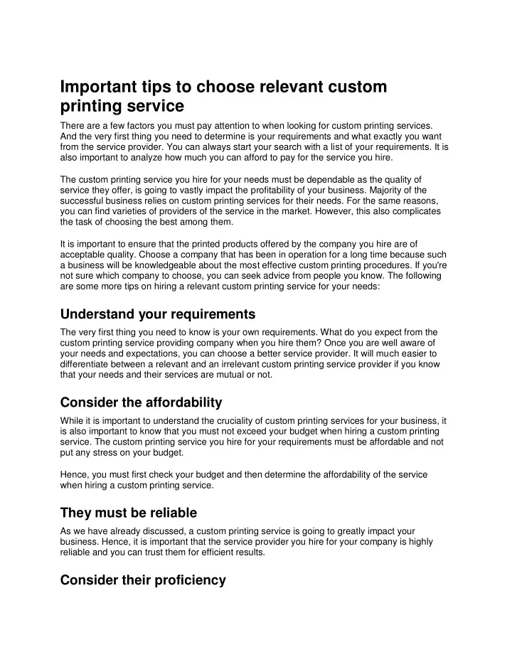 important tips to choose relevant custom printing