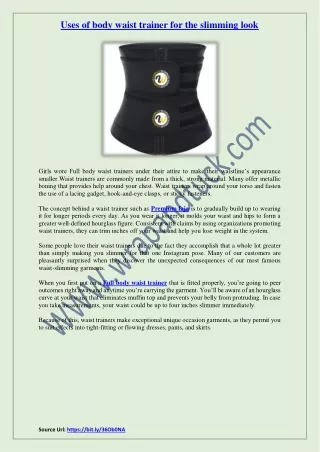 uses of body waist trainer for the slimming look