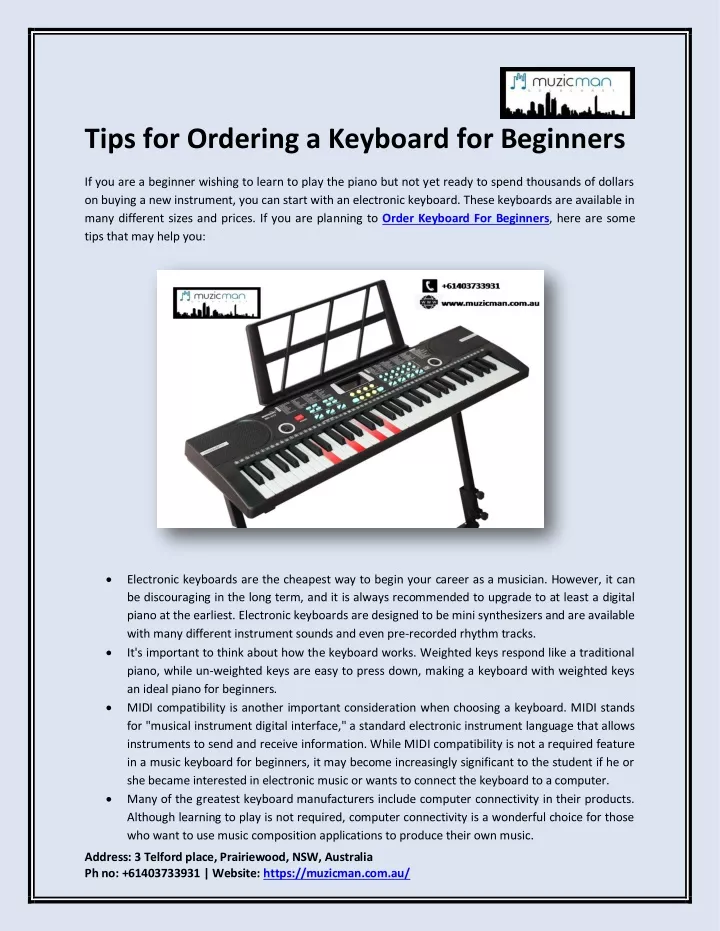 tips for ordering a keyboard for beginners