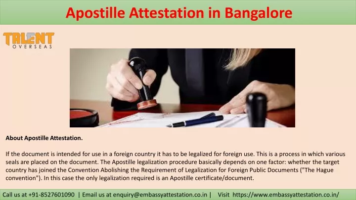 apostille a ttestation in b angalore