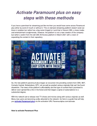 Activate Paramount plus on easy steps with these methods