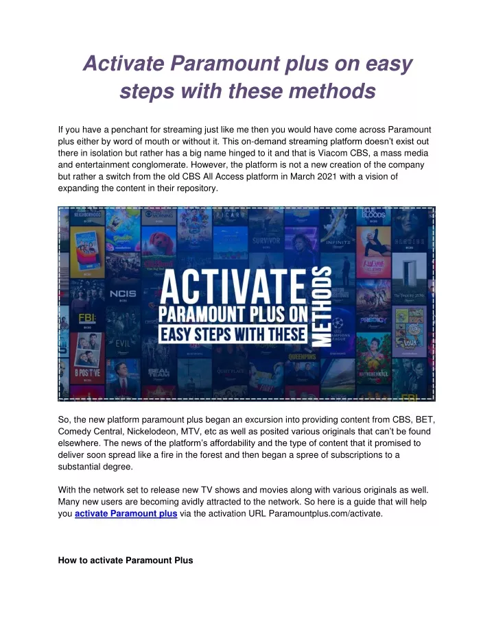 activate paramount plus on easy steps with these