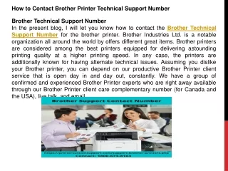 Brother Technical Support Number