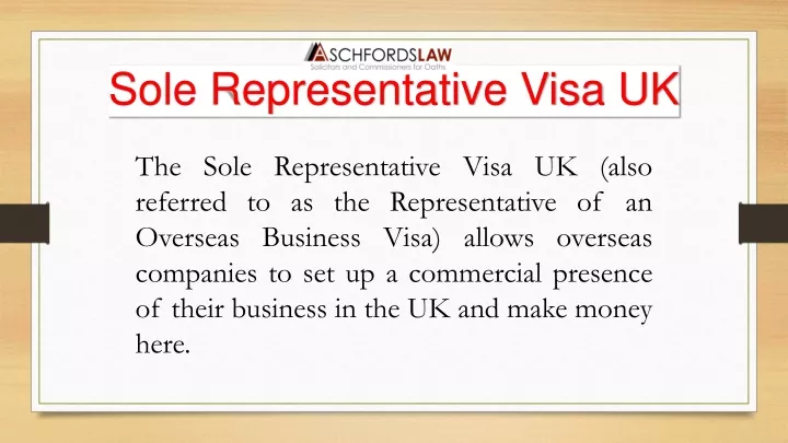 sole representative visa uk