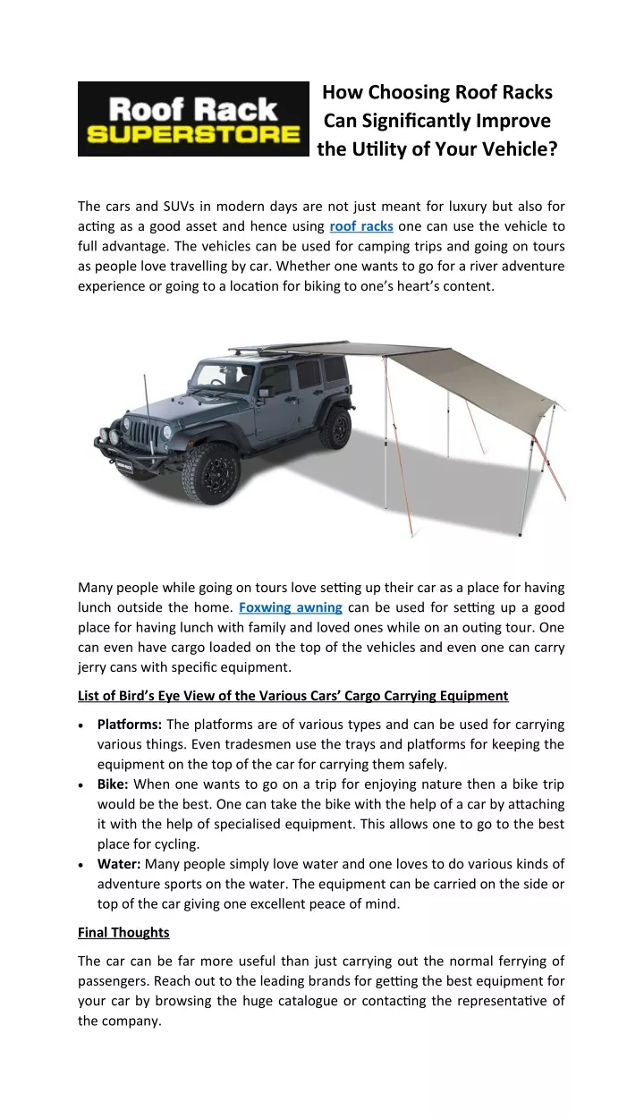 how choosing roof racks can significantly improve