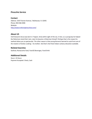 pinocchio service contact address 3337 drainer