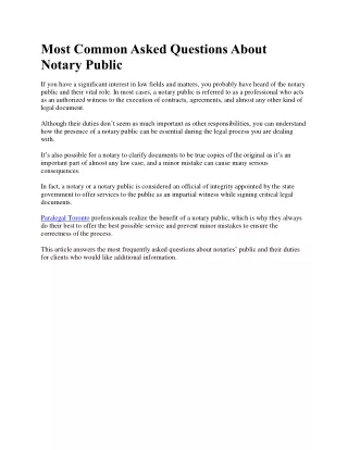 Most Common Asked Questions About Notary Public