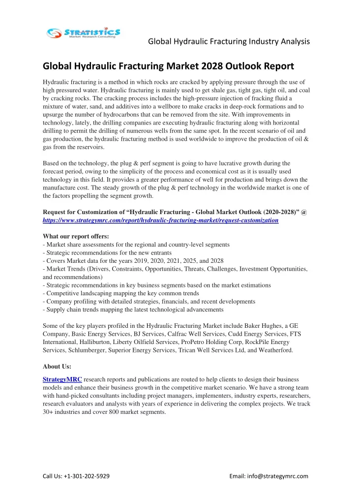 global hydraulic fracturing industry analysis