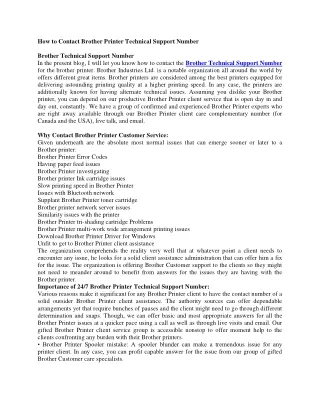 how to contact brother printer technical support