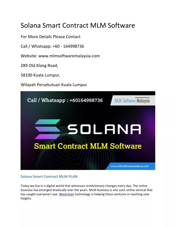 solana smart contract mlm software