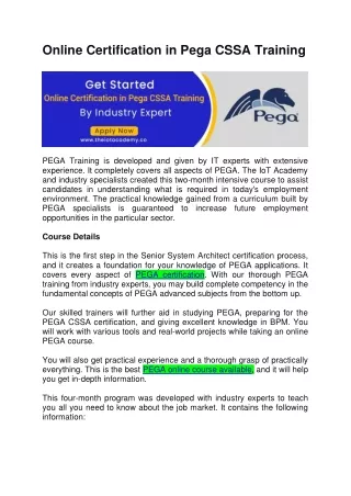 online certification in pega cssa training