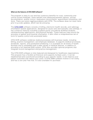what are the features of cpsi emr software