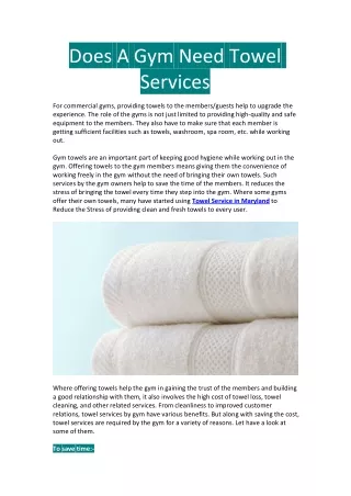 Does A Gym Need Towel Services