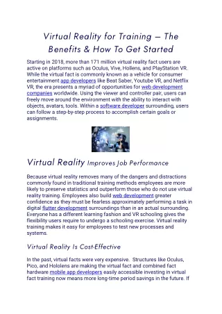 virtual reality for training the benefits