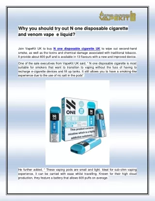 N one disposable cigarette UK