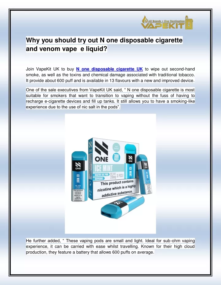 why you should try out n one disposable cigarette