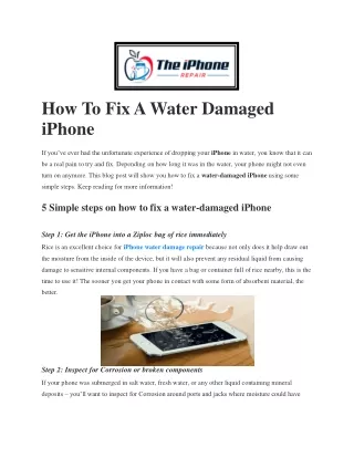 How To Fix A Water Damaged iPhone