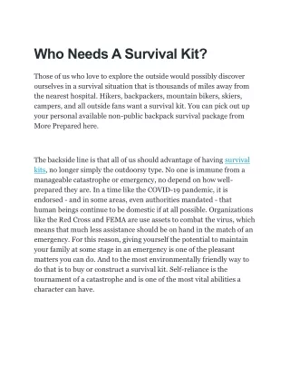 who needs a survival kit