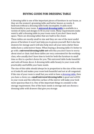 buying guide for dressing table