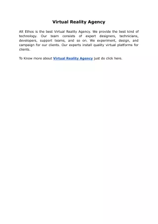 virtual reality agency
