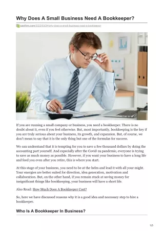 why does a small business need a bookkeeper