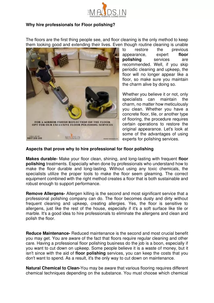 why hire professionals for floor polishing