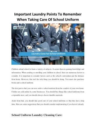 Important Laundry Points To Remember When Taking Care Of School Uniform