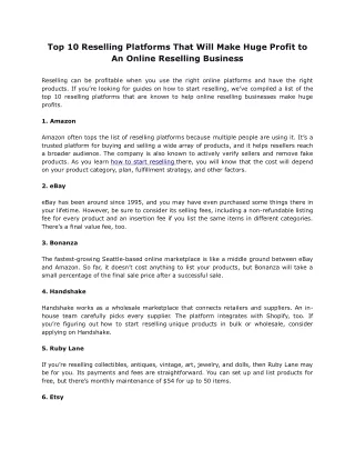 Top 10 Reselling Platforms That Will Make Huge Profit to An Online Reselling Business