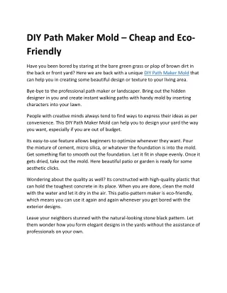 DIY Path Maker Mold – Cheap and Eco-Friendly
