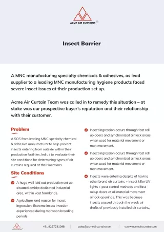 Insect dust Barrier Air Curtains Manufacturers