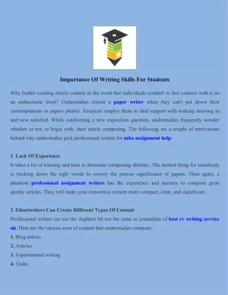 Importance Of Writing Skills For Students