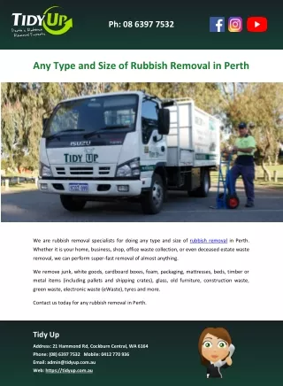 Any Type and Size of Rubbish Removal in Perth