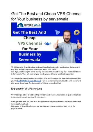 get the best and cheap vps chennai for your