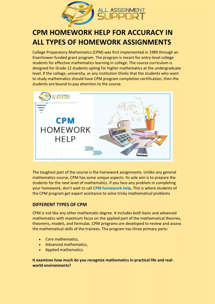 cpm homework help for accuracy in all types