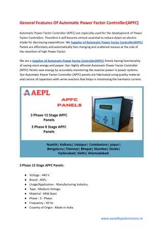 general features of automatic power factor