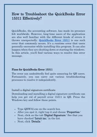 How to Troubleshoot the QuickBooks Error 15311 Effectively