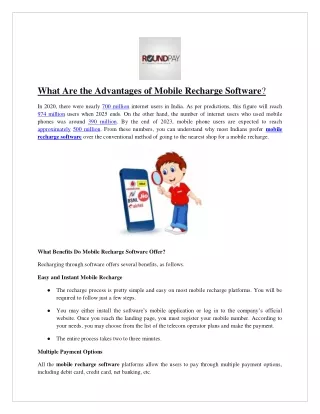 what are the advantages of mobile recharge