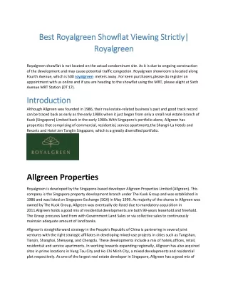 best royalgreen showflat viewing strictly best