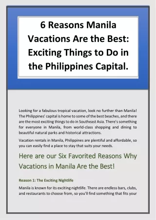 6 reasons manila vacations are the best exciting