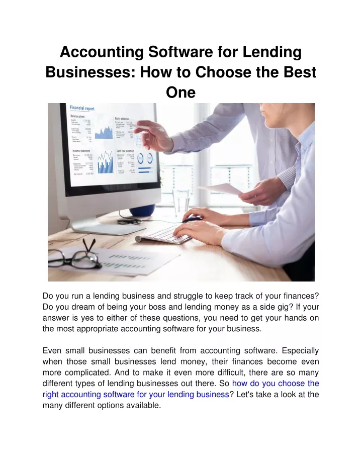 accounting software for lending businesses