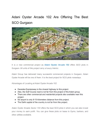 Adani Oyster Arcade 102 Gurgaon