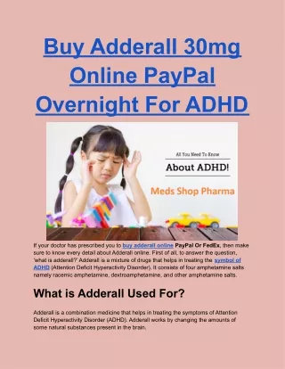 Buy Adderall 30mg Online PayPal Overnight For ADHD
