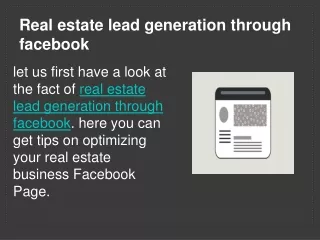 r eal estate lead generation through facebook
