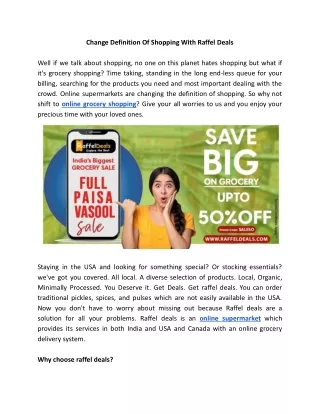 change definition of shopping with raffel deals