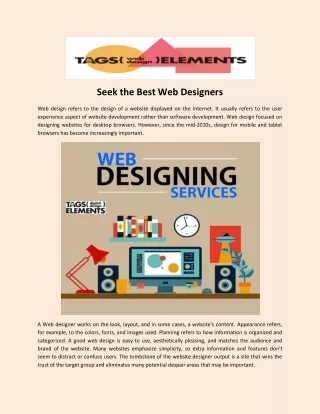 Seek the Best Web Designers